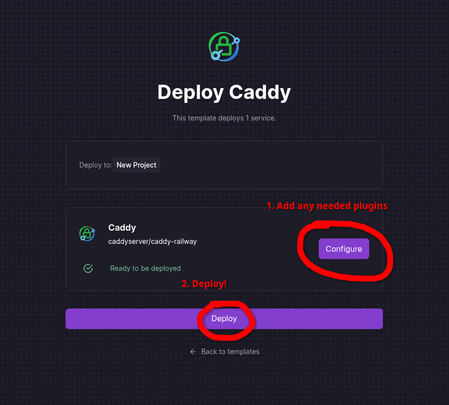Deploy screen